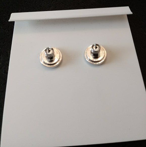 Tory Burch NWOT Silver Circle Logo Stud Earrings - Picture 6 of 8